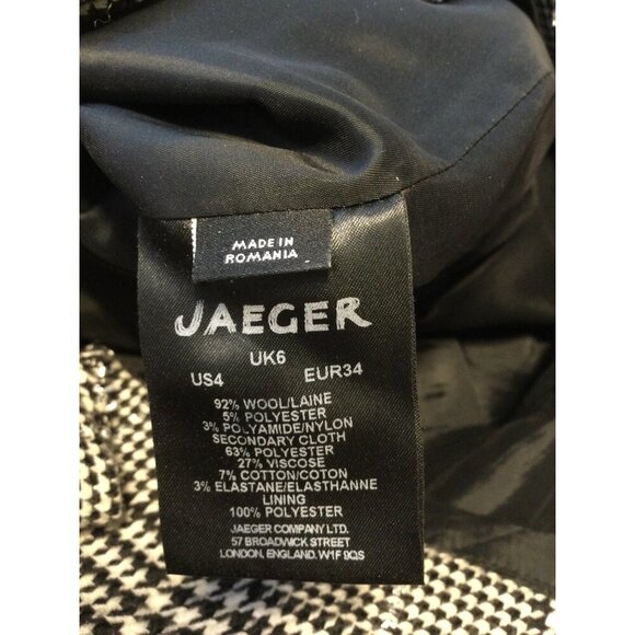 Jaeger London Womens Wool Blend Houndstooth Sheath Dress Size 6 Black & White Me - Picture 6 of 10